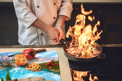 Tempered GLASS Kitchen Board – Impact & Scratch Resistant; D08 Nature Series: Mountains 5