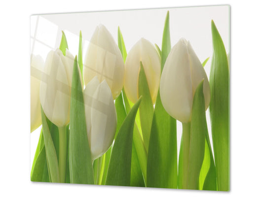 Planche à découper en verre – Couvre-plaques de cuisson D06 Série Fleurs: Tulipes 1