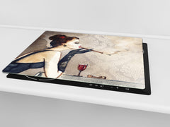 Resistant Glass Cutting Board 60D05B: Woman with a cigarette