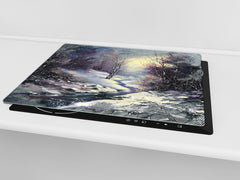 UNIQUE Tempered GLASS Kitchen Board 60D05A: Winter landscape