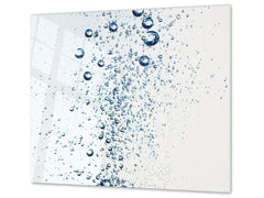 CUTTING BOARD and Cooktop Cover - Impact & Shatter Resistant Glass D02 Water Series: Water 24