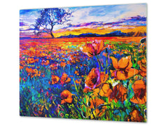 Tagliere da cucina in vetro e Copri-piano cottura a induzione; D13 Serie D'arte: Disegno 85