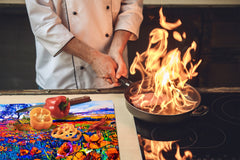 Tagliere da cucina in vetro e Copri-piano cottura a induzione; D13 Serie D'arte: Disegno 85