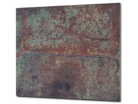Chopping Board - Impact & Scratch Resistant - Glass Cutting Board D24 Rusted textures Series: Vintage rusted metal