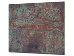 Chopping Board - Impact & Scratch Resistant - Glass Cutting Board D24 Rusted textures Series: Vintage rusted metal