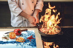 CUTTING BOARD and Cooktop Cover - Impact & Shatter Resistant Glass D02 Water Series: Water 21