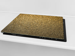 TEMPERED GLASS CHOPPING BOARD – Glass Cutting Board and Worktop Saver – Worktop protector; MEASURES: SINGLE: 60 x 52 cm (23,62” x 20,47”); DOUBLE: 30 x 52 cm (11,81” x 20,47”); D30 Decorative Surfaces Series: Luxury golden pattern