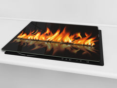 Tempered Glass Cutting Board and Worktop Saver D03 Fire Series: Fire 2
