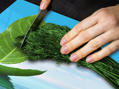 CUTTING BOARD and Cooktop Cover - Impact & Shatter Resistant Glass D02 Water Series: Leaves 10