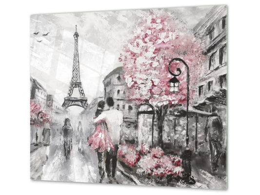 Tagliere da cucina in vetro e Copri-piano cottura a induzione; D13 Serie D'arte: Paris 2