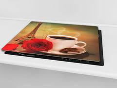 Tabla de cortar decorativa de cristal templado y cubre vitro D05 Serie Café: París 1