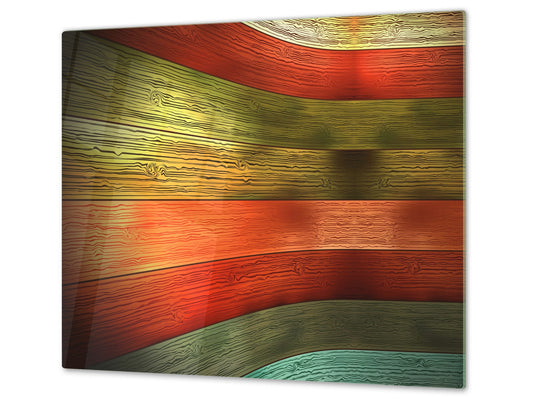 Planche à découper en verre trempé et couvre-cuisinièr; D10A Série Textures A: Bois 17