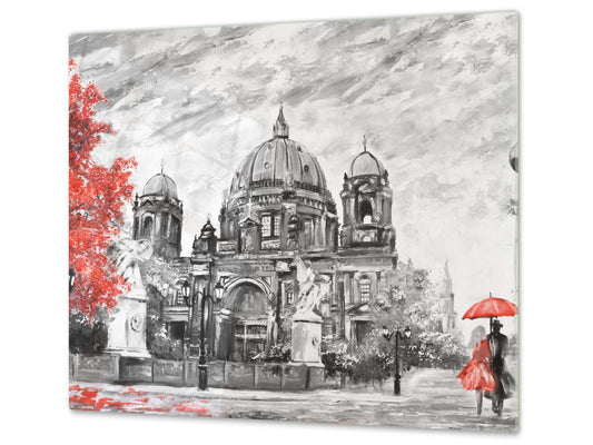 Tagliere da cucina in vetro e Copri-piano cottura a induzione; D13 Serie D'arte: Disegno 28