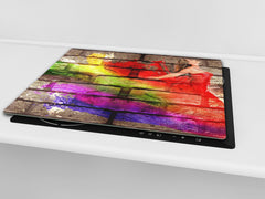 Tempered GLASS Cutting Board – Worktop saver D15 Drawings Series: Brick wall 7