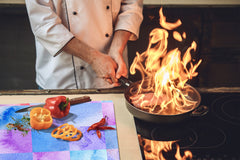 Cubre vitrocerámica y tabla de cortar de cristal templado – Superficie de vidrio templado resistente D13 Serie Dibujos: Mosaico 5