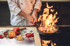 Couvre-plaques de cuisson en VERRE trempé; D20 Série de Noël Guirlande dans la neige
