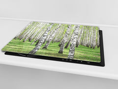 Tempered GLASS Kitchen Board – Impact & Scratch Resistant; D08 Nature Series: Trees 3