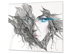 Glass stove top 60D19: Graphic of a woman