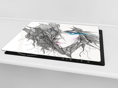 Glass stove top 60D19: Graphic of a woman