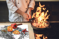 Glass stove top 60D19: Graphic of a woman