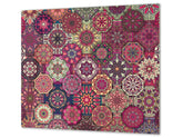 Küchenbrett aus Hartglas und Kochplattenabdeckung; D14 Patterns and Mandalas Series: Moroccan 4