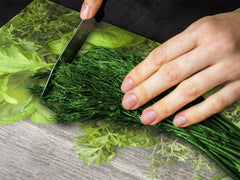 Küchenbrett aus Hartglas und Induktionskochplattenabdeckung – Schneideplatten; D07 Fruits and vegetables: Herbs 3