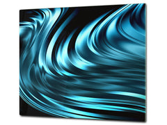 UNIQUE Tempered GLASS Kitchen Board –Scratch Resistant Glass Cutting Board –Glass Countertop MEASURES: SINGLE: 60 x 52 cm (23,62” x 20,47”); DOUBLE: 30 x 52 cm (11,81” x 20,47”); D29 Colourful Variety Series: Blue abstract composition