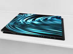 UNIQUE Tempered GLASS Kitchen Board –Scratch Resistant Glass Cutting Board –Glass Countertop MEASURES: SINGLE: 60 x 52 cm (23,62” x 20,47”); DOUBLE: 30 x 52 cm (11,81” x 20,47”); D29 Colourful Variety Series: Blue abstract composition