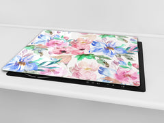 Tempered GLASS Cutting Board – Worktop saver D15 Drawings Series: Flower 25