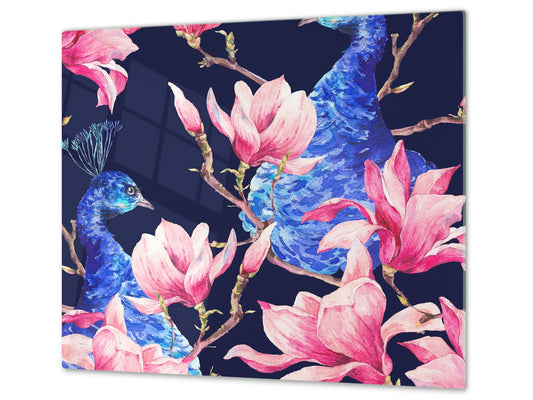 Planche de cuisine en verre trempé; D15 Série Dessins: Fleur 26