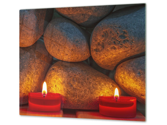 Planche à découper en verre trempé et couvre-cuisinièr; D10A Série Textures A: Pierre 4