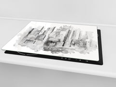 Glass Cutting Board and Worktop Saver 60D12: City graphics