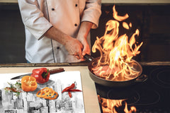 Glass Cutting Board and Worktop Saver 60D12: City graphics