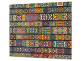 Küchenbrett aus Hartglas und Kochplattenabdeckung; D14 Patterns and Mandalas Series: Tiles 3