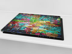 Tempered GLASS Kitchen Board – Impact & Scratch Resistant D10A Textures Series A: Brick wall 12