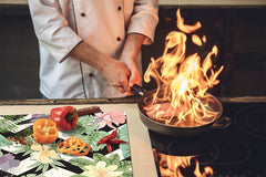 Tempered GLASS Cutting Board – Worktop saver D15 Drawings Series: Flower 27