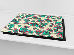 Tempered GLASS Cutting Board – Worktop saver D15 Drawings Series: Stamped flowers