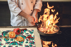 Tempered GLASS Cutting Board – Worktop saver D15 Drawings Series: Stamped flowers