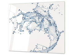 CUTTING BOARD and Cooktop Cover - Impact & Shatter Resistant Glass D02 Water Series: Water 17