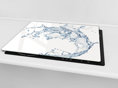 CUTTING BOARD and Cooktop Cover - Impact & Shatter Resistant Glass D02 Water Series: Water 17