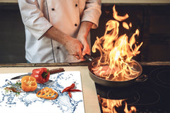 CUTTING BOARD and Cooktop Cover - Impact & Shatter Resistant Glass D02 Water Series: Water 17