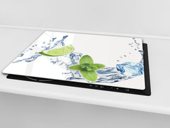 Tabla de cocina de vidrio templado - Tabla de corte de cristal resistente D07 Frutas y verduras: Lima 16