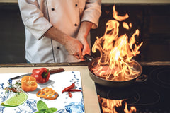 Tabla de cocina de vidrio templado - Tabla de corte de cristal resistente D07 Frutas y verduras: Lima 16