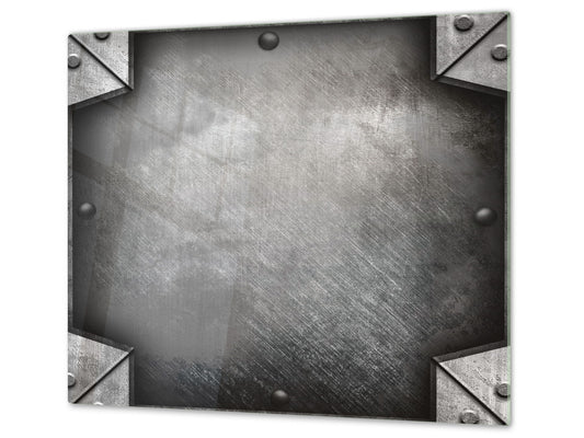 Planche à découper en verre trempé et couvre-cuisinière; D10B Série Textures: Acier 3