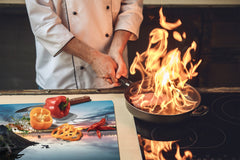 Tempered GLASS Kitchen Board – Impact & Scratch Resistant; D08 Nature Series: Marine coast 2