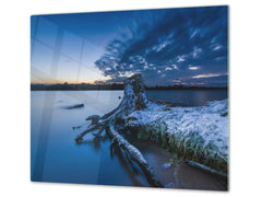 Tempered GLASS Kitchen Board – Impact & Scratch Resistant; D08 Nature Series: Marine coast 5