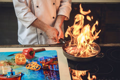 UNIQUE Tempered GLASS Kitchen Board 60D05A: Fishing boat