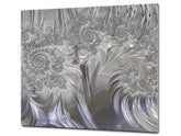 TEMPERED GLASS CHOPPING BOARD – Glass Cutting Board and Worktop Saver – Worktop protector; MEASURES: SINGLE: 60 x 52 cm (23,62” x 20,47”); DOUBLE: 30 x 52 cm (11,81” x 20,47”); D30 Decorative Surfaces Series: Silver waves