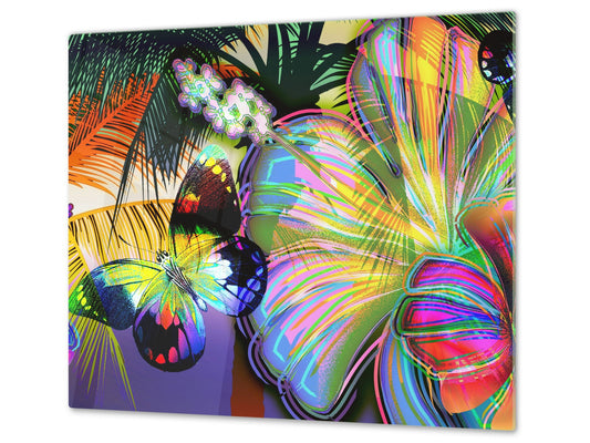 Tempered GLASS Cutting Board – Worktop saver D15 Drawings Series: Butterfly