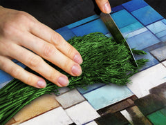 Induction Cooktop Cover –Shatter Resistant Glass Kitchen Board – Hob cover; MEASURES: SINGLE: 60 x 52 cm (23,62” x 20,47”); DOUBLE: 30 x 52 cm (11,81” x 20,47”); D32 Paintings Series: Cubist Stonehenge